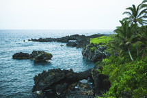 coastline of a volcanic island 