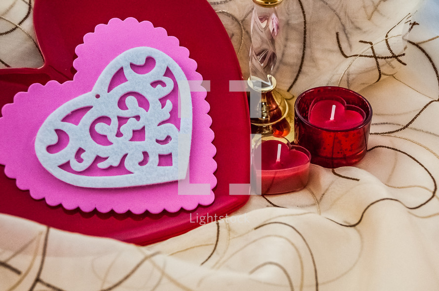 heart shaped votive candles and valentine 
