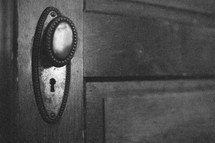 door knob on a wood door 