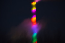 rainbow lights and smoke stack 