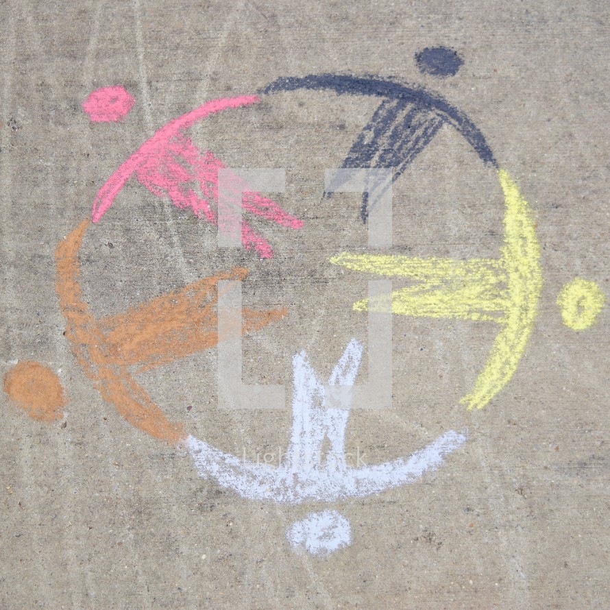 diversity image in sidewalk chalk 