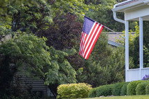 American flag on a porch 