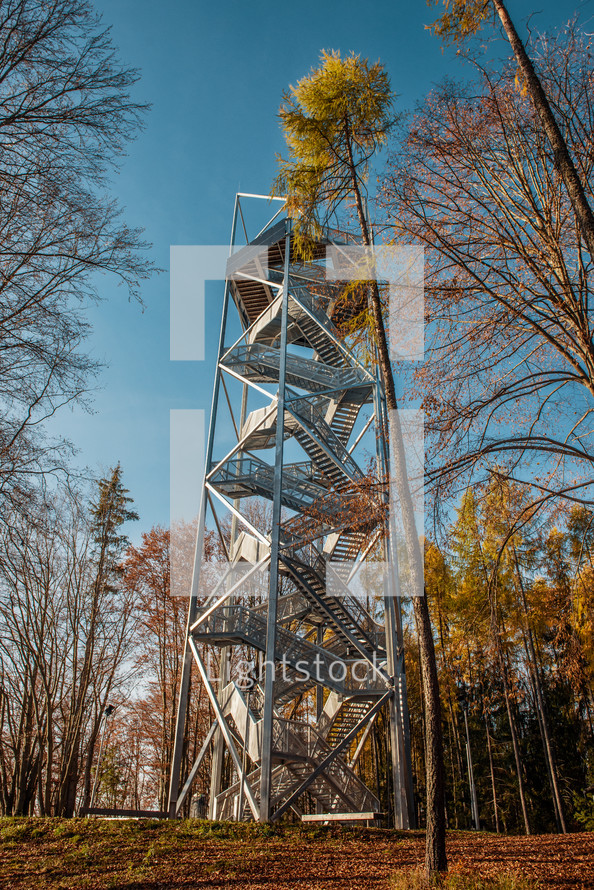 Sightseeing Tower in Brezno: Autumn Scenery of Beautiful Forest in Horehronie Region
