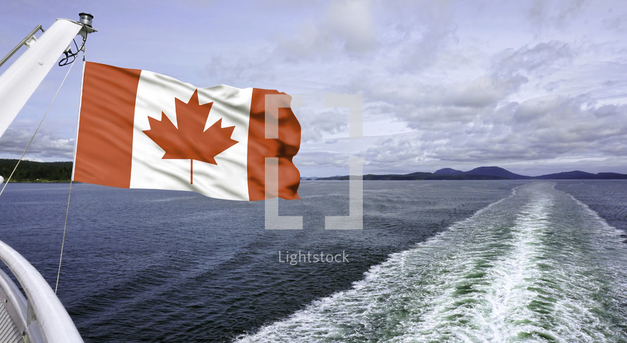 Canadian flag on a boat 