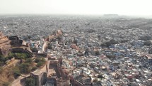 Jodhpur view from Mehrangarh Fort And Museum, India. Establisher shot