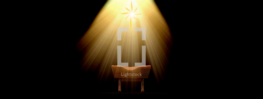 glowing light over a manger 