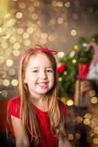 smiling girl at Christmas 