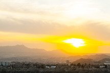 sunset over a desert town 