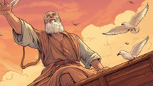 Noah reaching for a dove