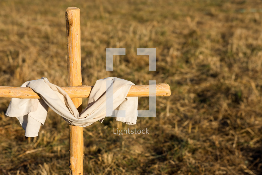 A cross in a field