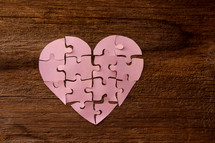 Pink, heart shaped puzzle