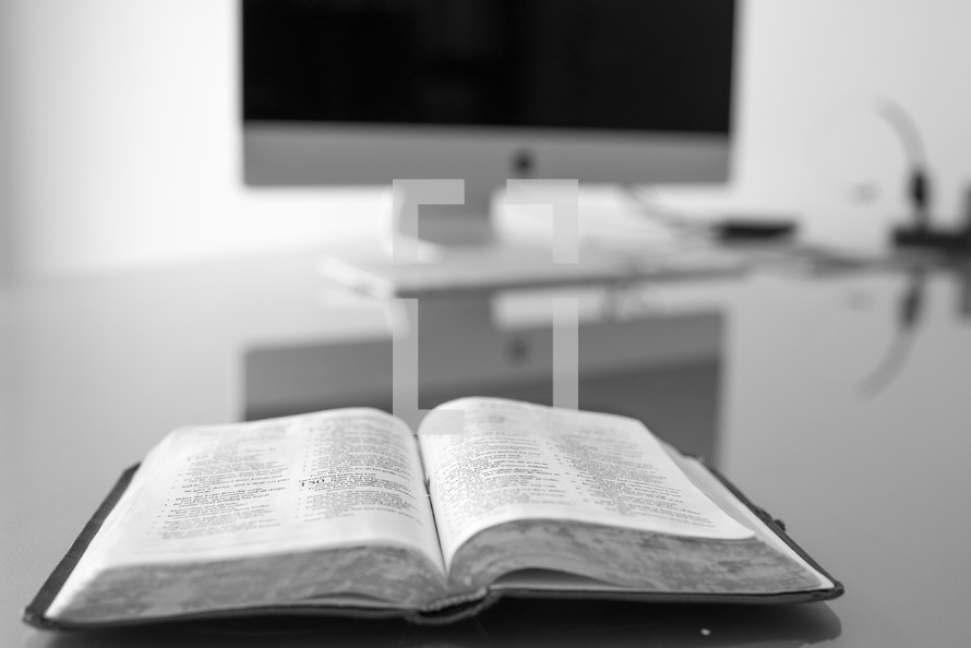 open Bible on a desk 