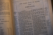 Open Bible in the book of Genesis