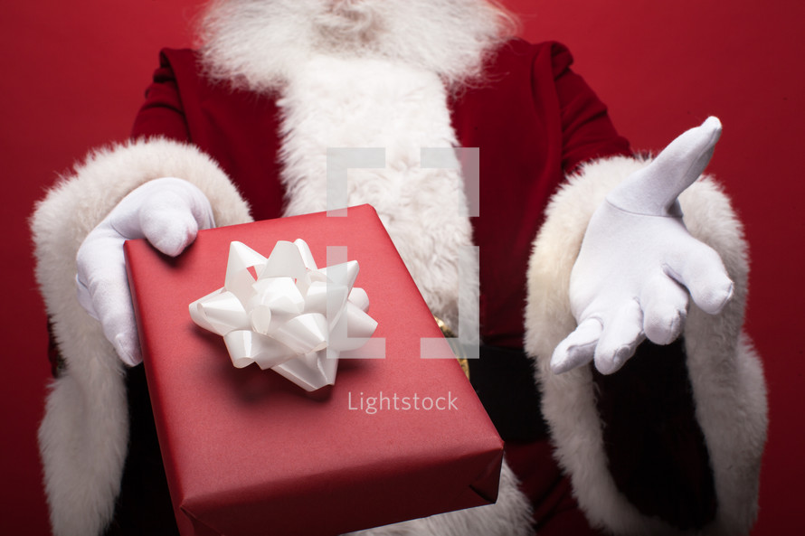 Santa giving a gift 