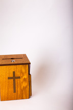 wooden tithe box 