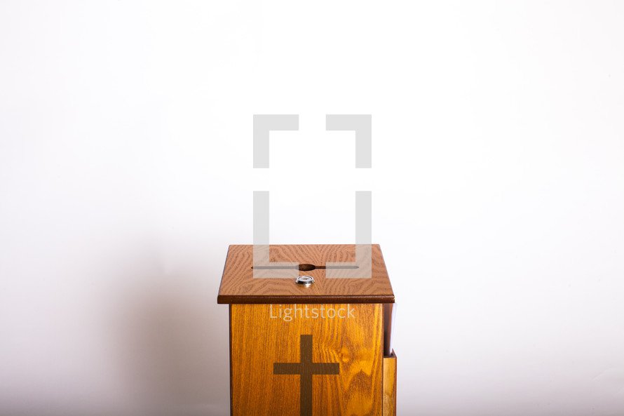 wooden tithe box