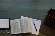 Bible study at a desk 