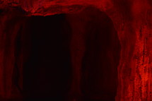 a glowing red cave. 
