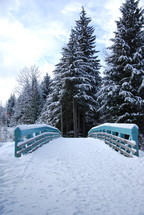 winter scene with a snowy bridge 