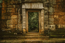 Entrance to temple ruins in Cambodia. 