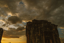 temple ruins in Cambodia at sunrise 