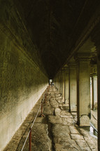 hallway of a temple in Cambodia 