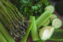 green vegetables, asparagus, celery, lettuce, vegetables, food, produce 