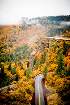 curvy mountain road in fall 