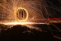 Sparks of circling spinning light