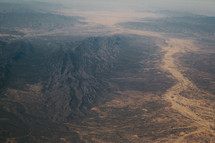 aerial view over a canyon 
