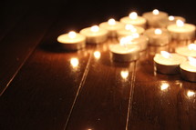 burning votive candles 
