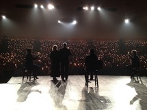 A backstage view of a concert.