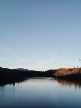mountain lake at dawn