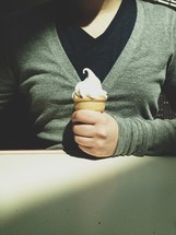 man holding an ice cream cone