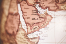 Map of Saudi Arabia and Yemen 