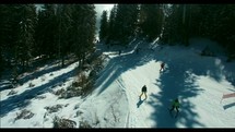 skiing down a ski slope 