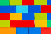 wall of colorful building blocks 