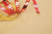 Red and gold Christmas ribbon.