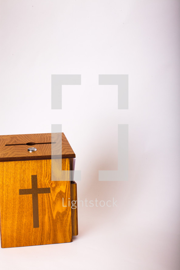 wooden tithe box 