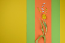 tulip flowers on orange, yellow, and green with hearts 