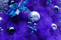 Blue purple Christmas tree decor
