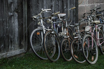 bicycles against a house 