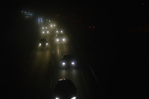 traffic on a road at night 