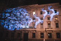 Christmas projections on a building