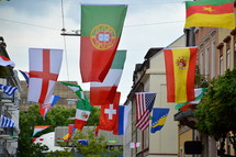 international flags in the street