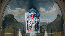 stained glass window in a chapel 