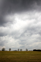 cloudy sky over a field