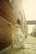 Bride in alleyway