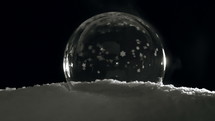 Frozen ice globe with snow flakes
