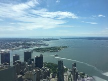 New York City skyline and bay 